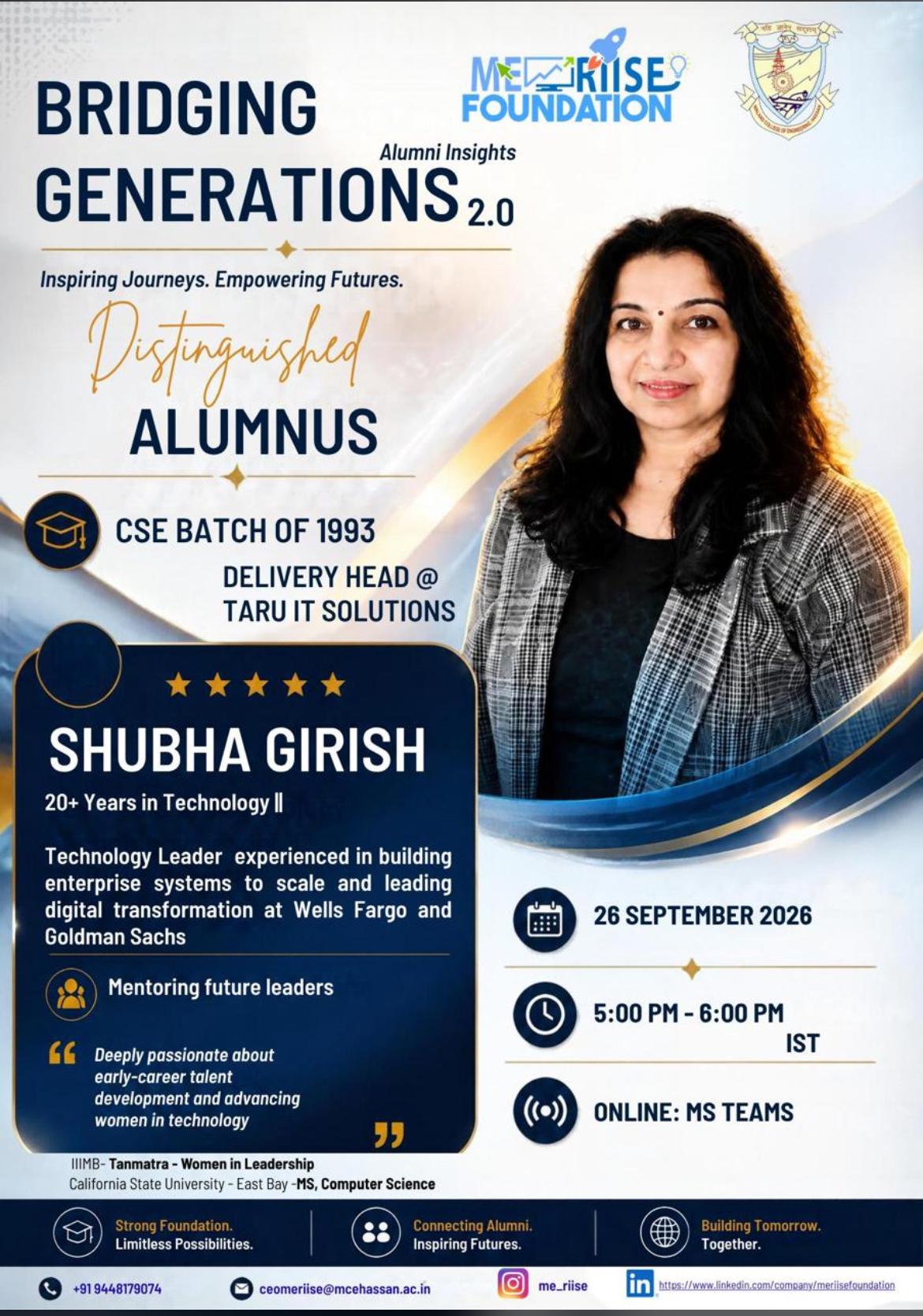 Shubha Girish - Bridging Generations 2.0 poster